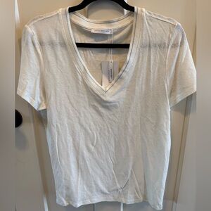 Cotton Brothers Women's White V-Neck Short Sleeve Tee